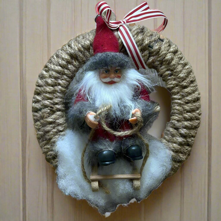 handmade mini santa wreath