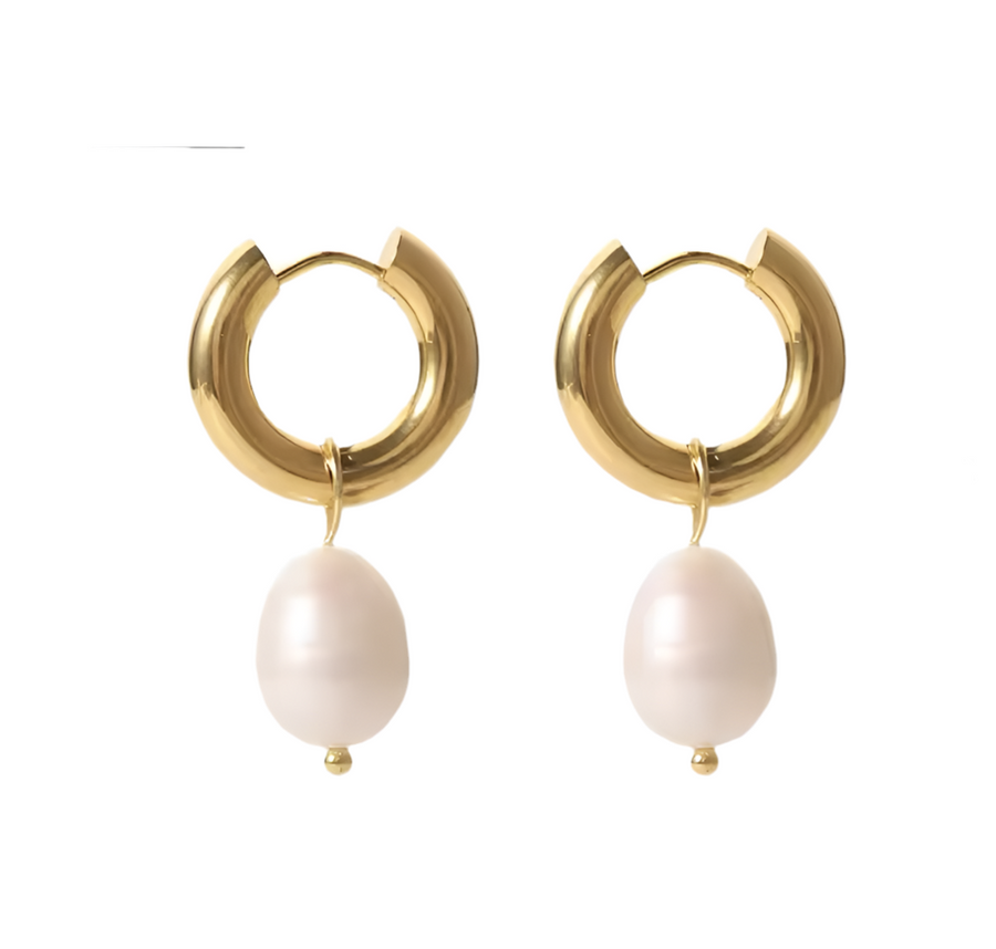 gold pearl hoops