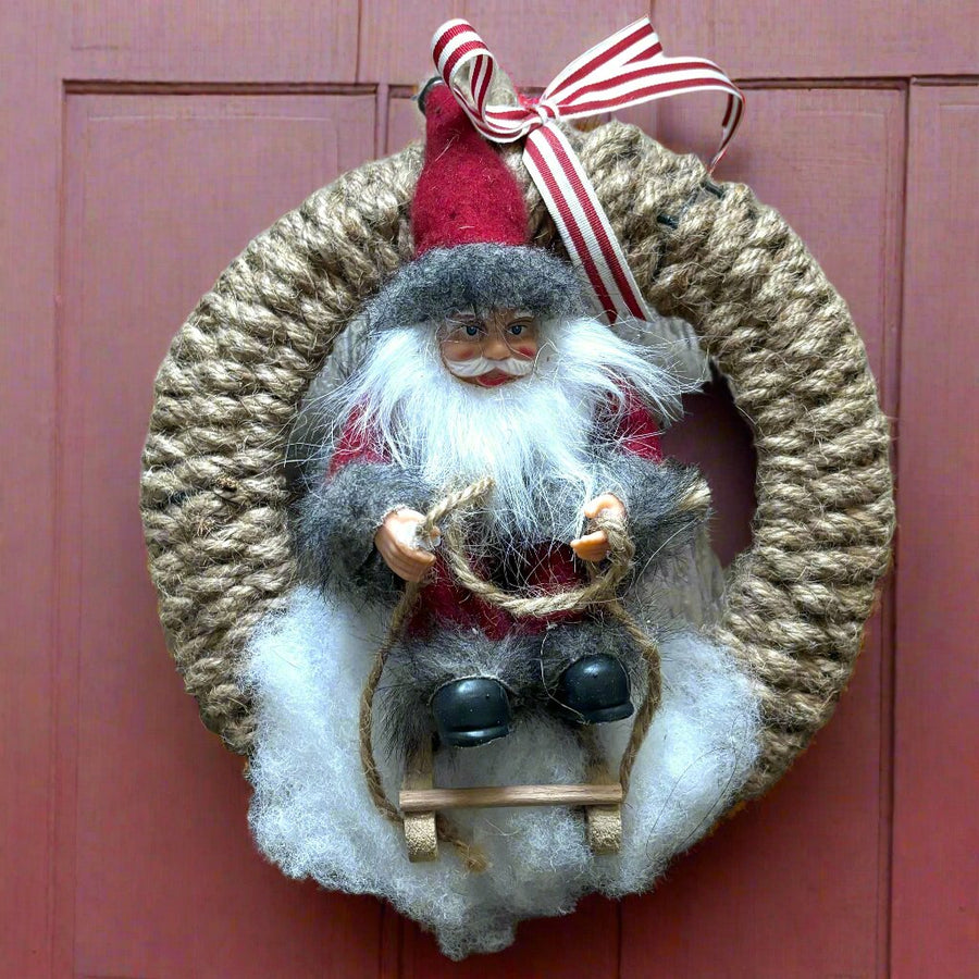 handmade mini santa wreath